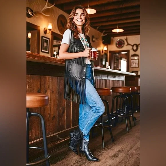 Matisse Aubrey Black Crocodile Patterned Western Cowgirl Ankle Boots 8.5 - Picture 2 of 8